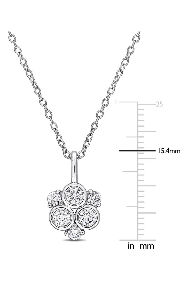 Created Forever Sterling Silver Lab Grown Diamond Cluster Pendant Necklace, Alternate, color, White
