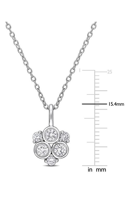 Created Forever Sterling Silver Lab Grown Diamond Cluster Pendant Necklace In White