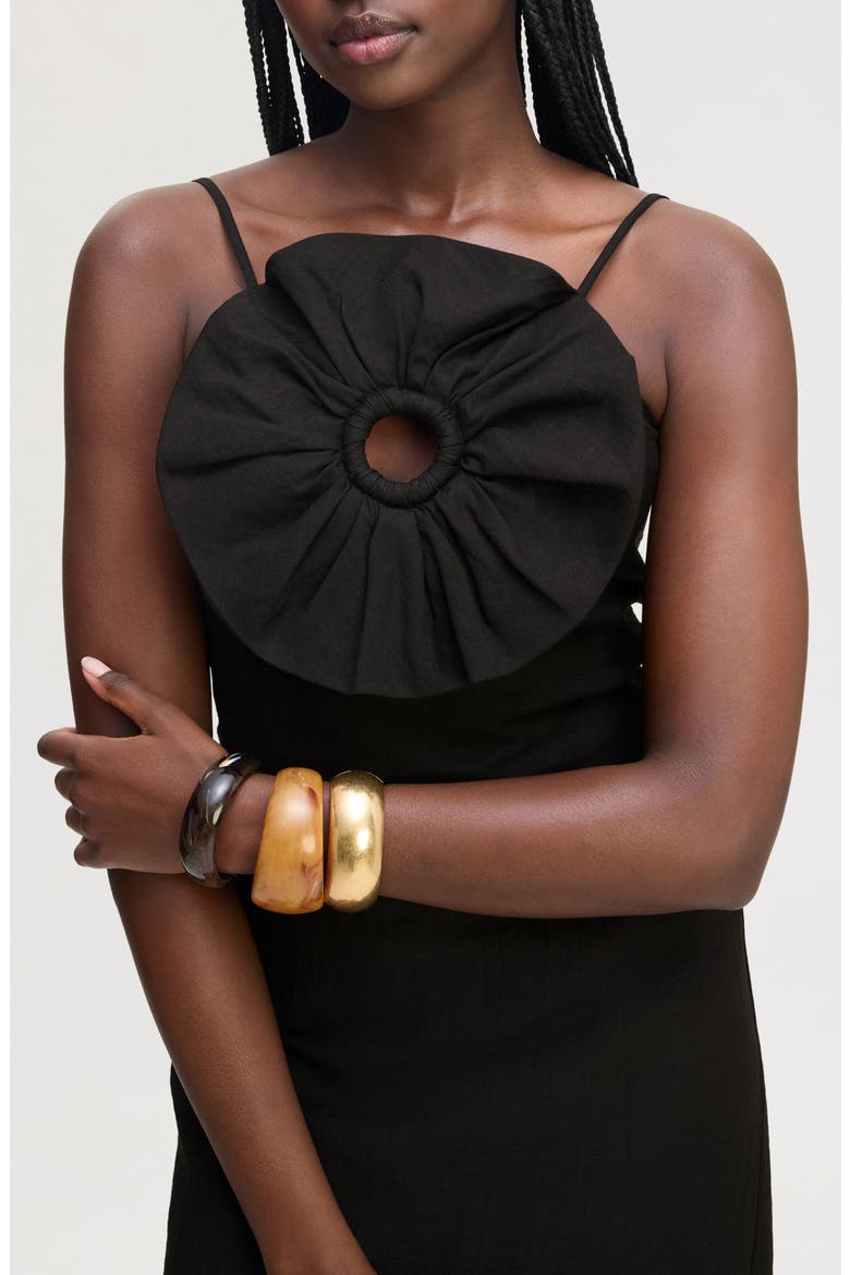 3D Flower Minidress, Alternate, color, TRUE BLACK