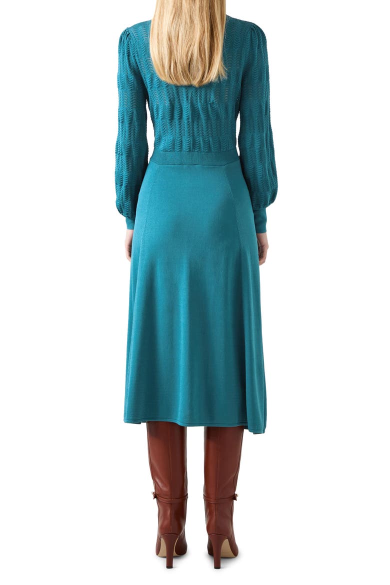 Susannah Long Sleeve Sweater Dress, Alternate, color, DARK TEAL