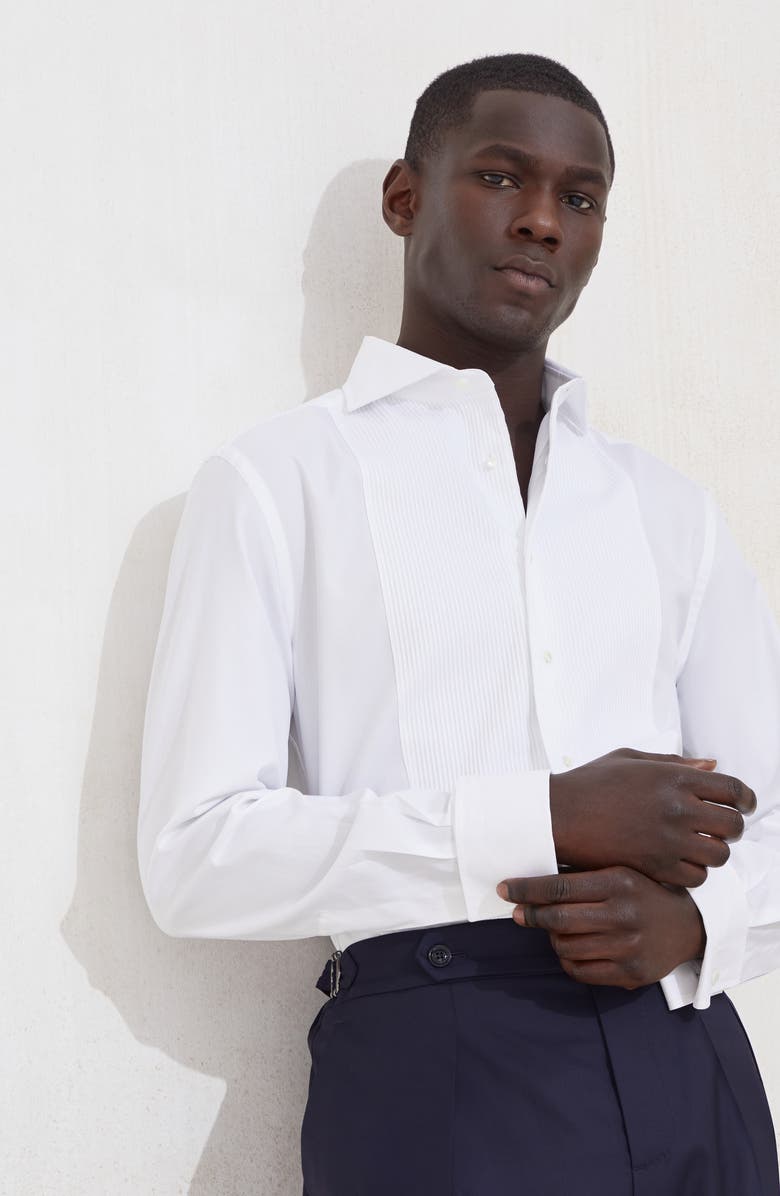 Brunello Cucinelli Tuxedo shirt with pleating, Alternate, color, White