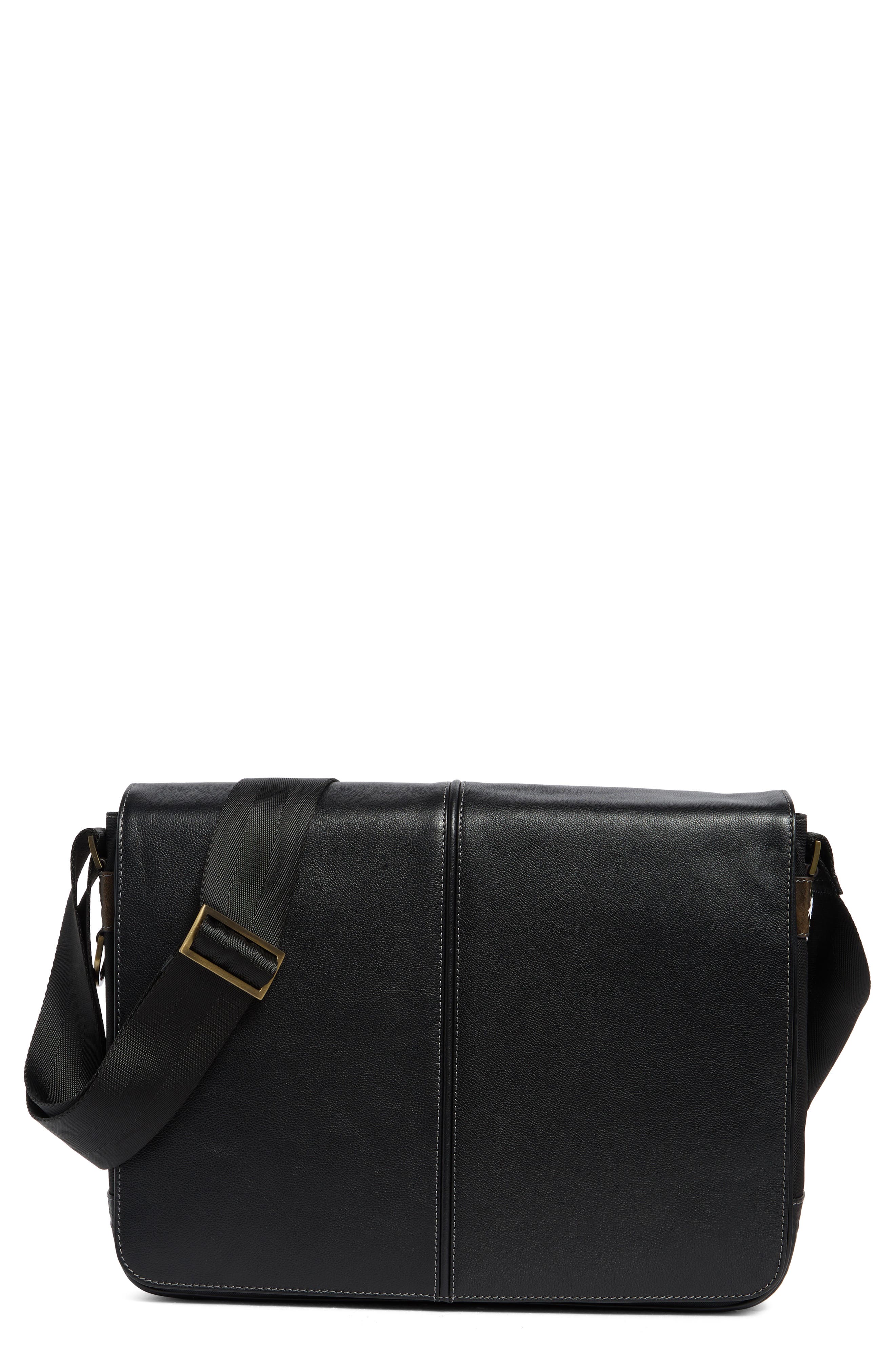 BOCONI Slim Messenger Bag, Main, color, Black