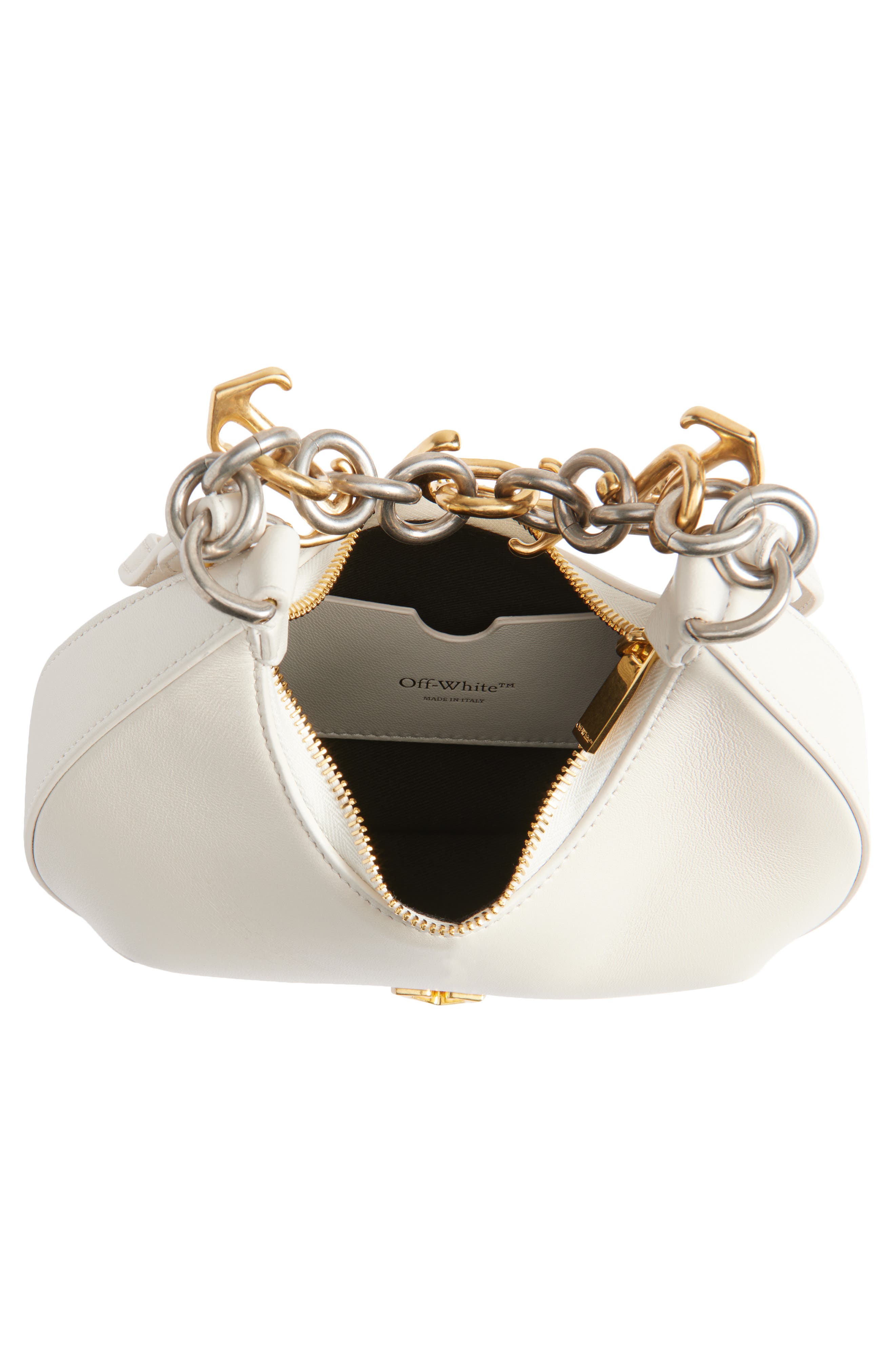 Off-White Hemisphere Chain Leather Top Handle Bag, Alternate, color, 