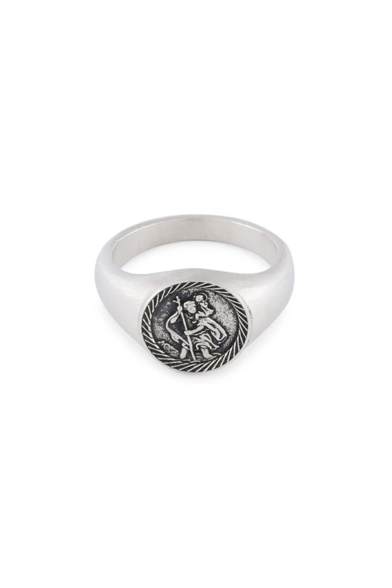 St. Christopher Signet Ring, Main, color, SILVER