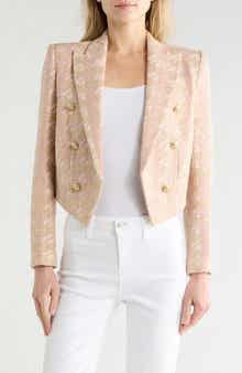 L'AGENCE Lila Houndstooth Boxy Crop Blazer