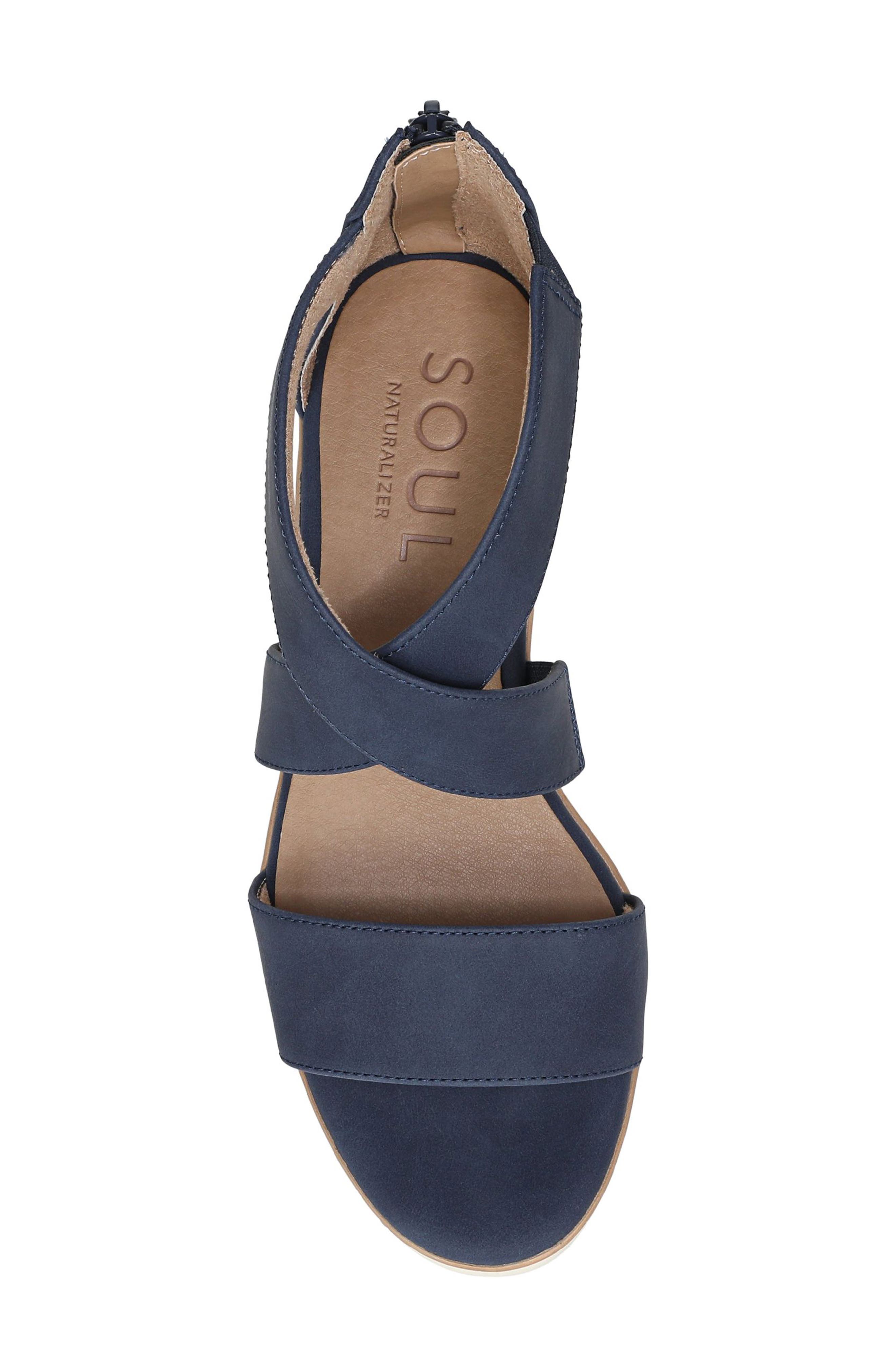 Goodtimes Platform Wedge Sandal - Wide Width Available, Alternate, color, DARK BLUE FAUX LEATHER