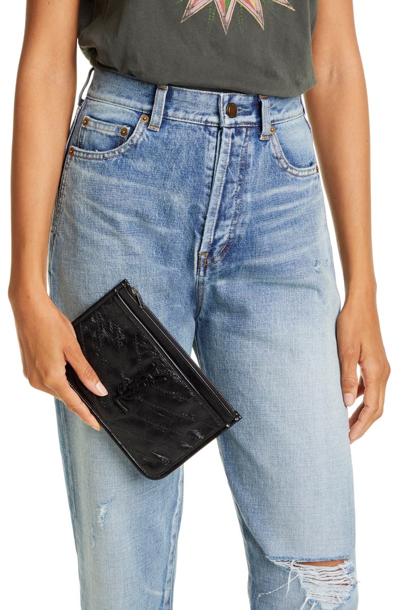 Saint Laurent Niki Quilted Leather Zip Pouch, Alternate, color,