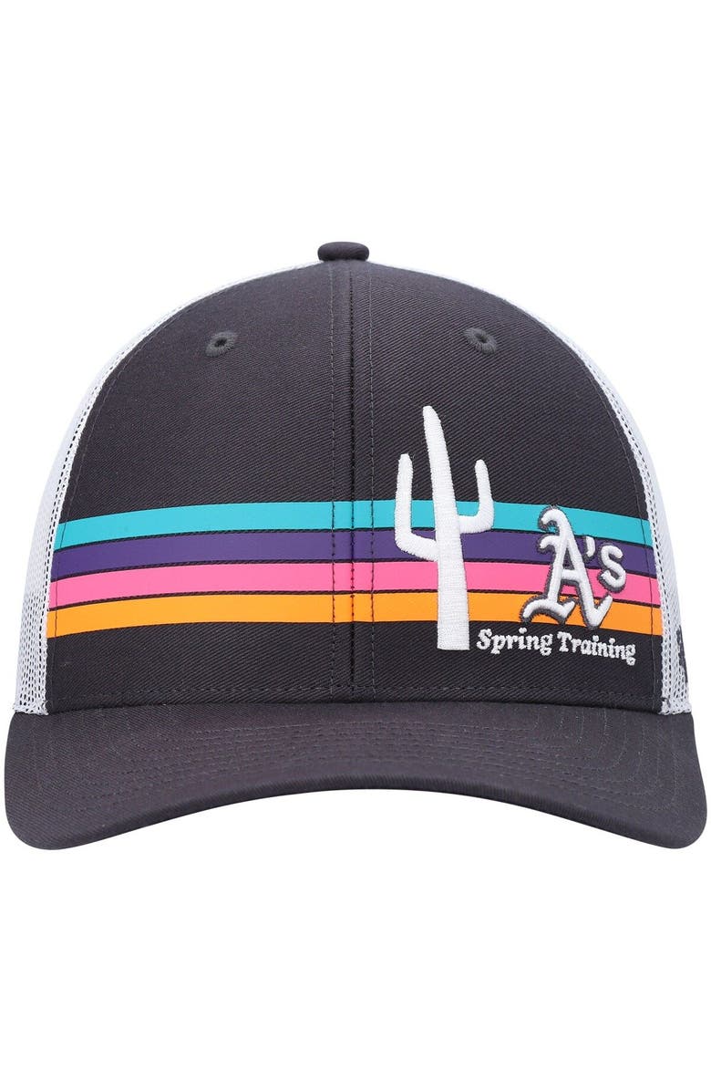 '47 Men's '47 Charcoal/White Oakland Athletics Spring Training Sun Dog Trucker Snapback Hat, Alternate, color,