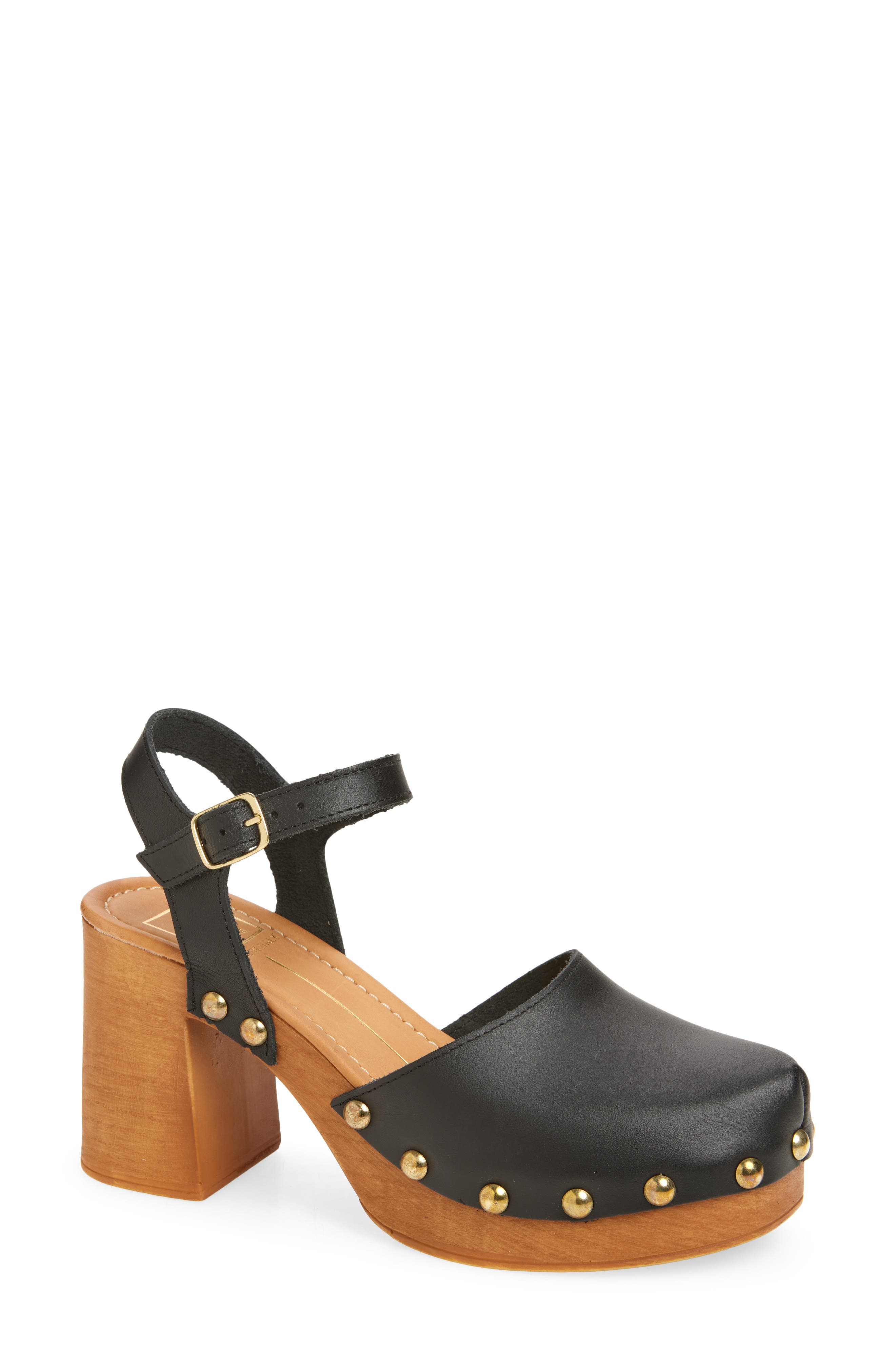 Dolce Vita Clover Ankle Strap Platform Clog, Main, color, Black Leather