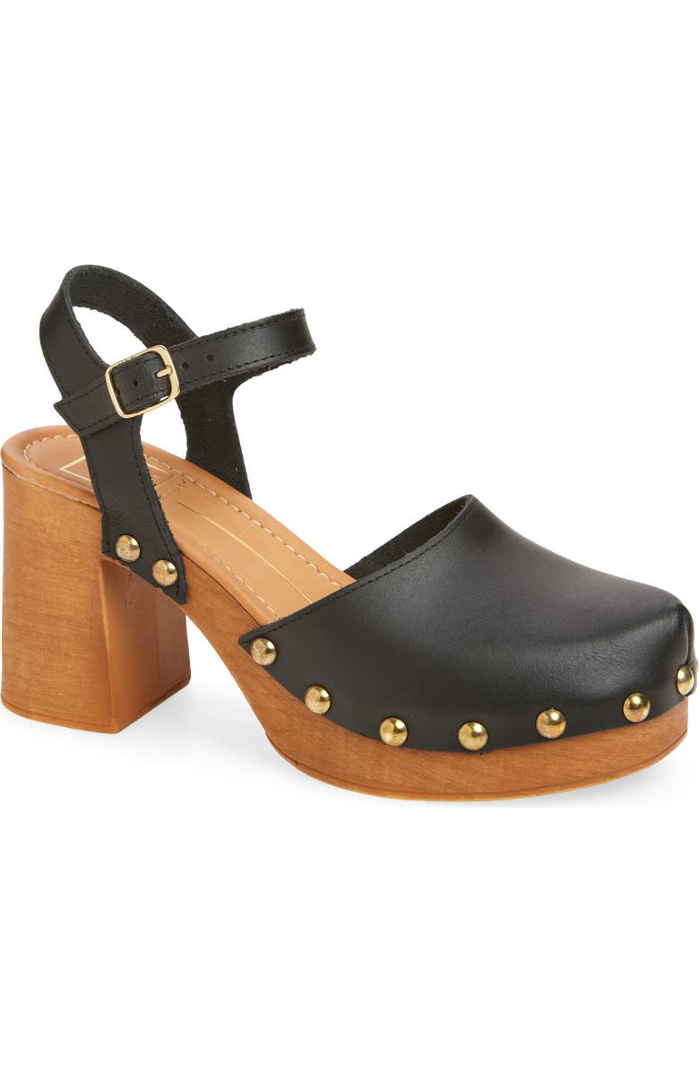 Dolce Vita Clover Ankle Strap Platform Clog, Main, color, Black Leather