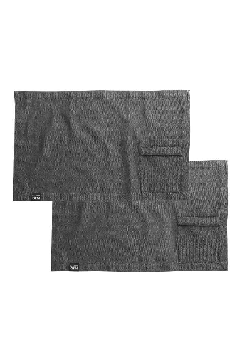 Set of 2 Gem Cotton Placemats, Alternate, color, GREY
