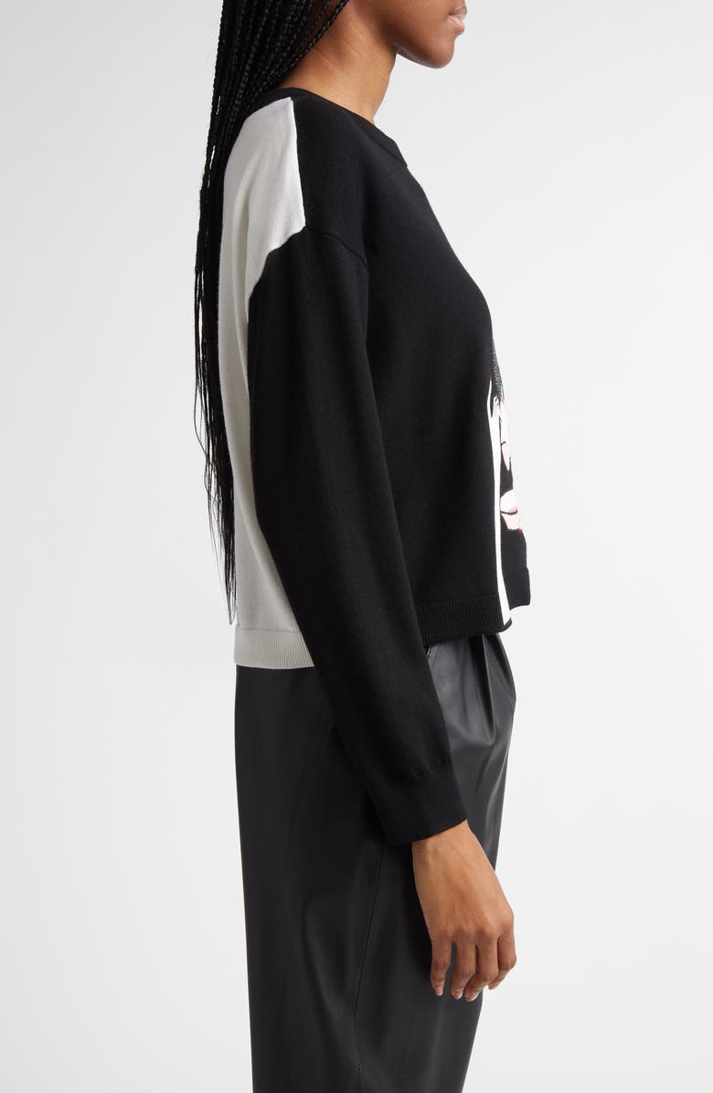 Alice + Olivia Gleeson StaceFace Stretch Wool Sweater, Alternate, color, 