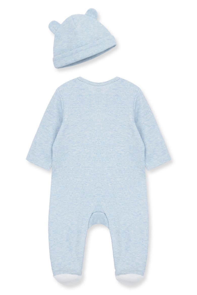 Blue Bear Cotton Footie & Hat Set (Nordstrom Exclusive), Alternate, color, BLUE