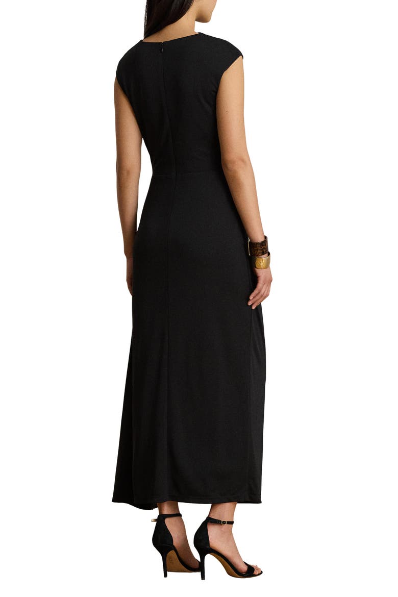 Boatneck Matte Jersey Sheath Midi Dress, Alternate, color, BLACK