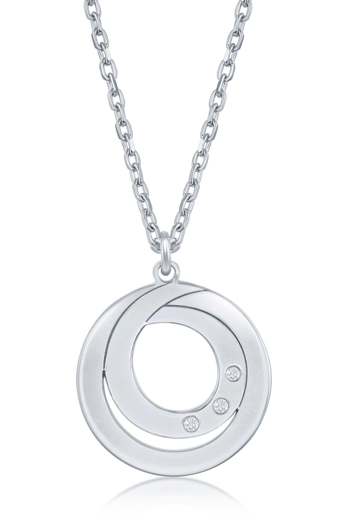 SIMONA Sterling Silver Diamond Swirl Design Necklace - 0.015 ctw.
