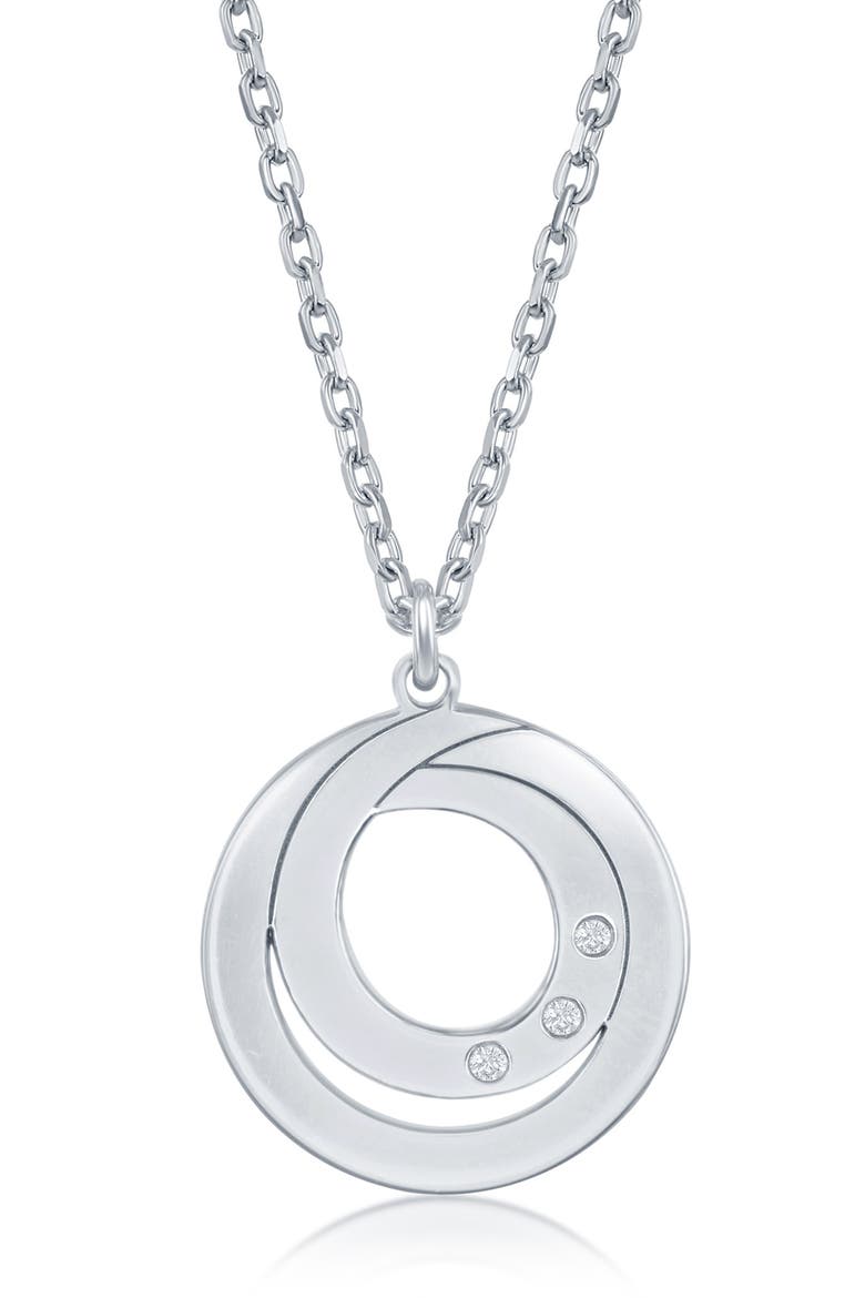 Sterling Silver Diamond Swirl Design Necklace - 0.015 ctw., Main, color, SILVER