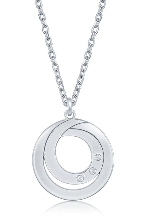 Sterling Silver Diamond Swirl Design Necklace - 0.015 ctw.