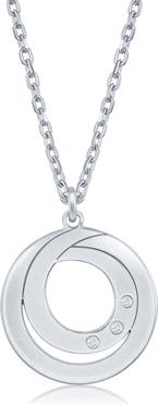 SIMONA Sterling Silver Diamond Swirl Design Necklace - 0.015 ctw.