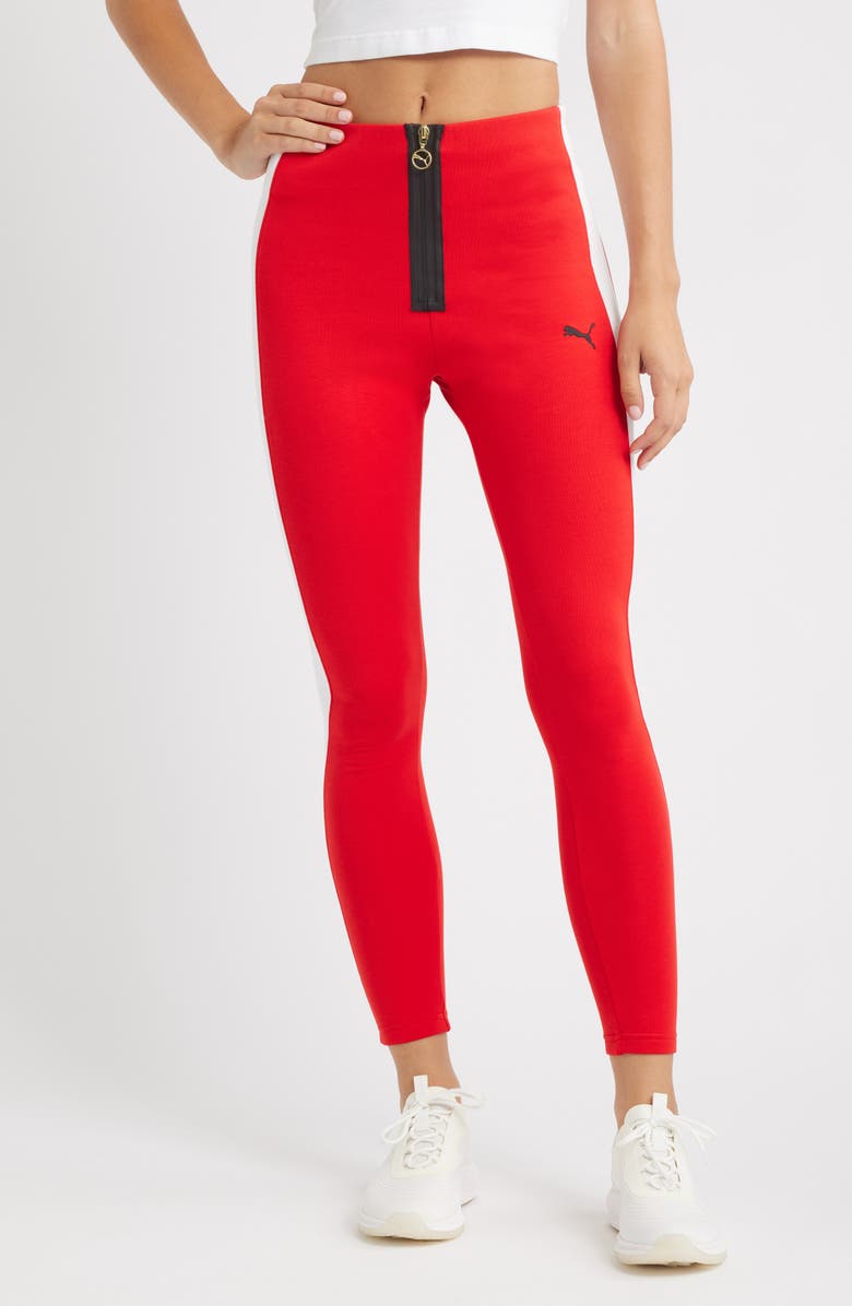 PUMA T7 Leggings, Main, color, For All Time Red-Puma White
