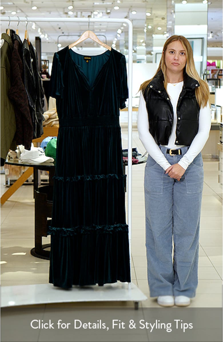 Juliete Velvet Palmer Tiered Maxi Dress, sales video thumbnail