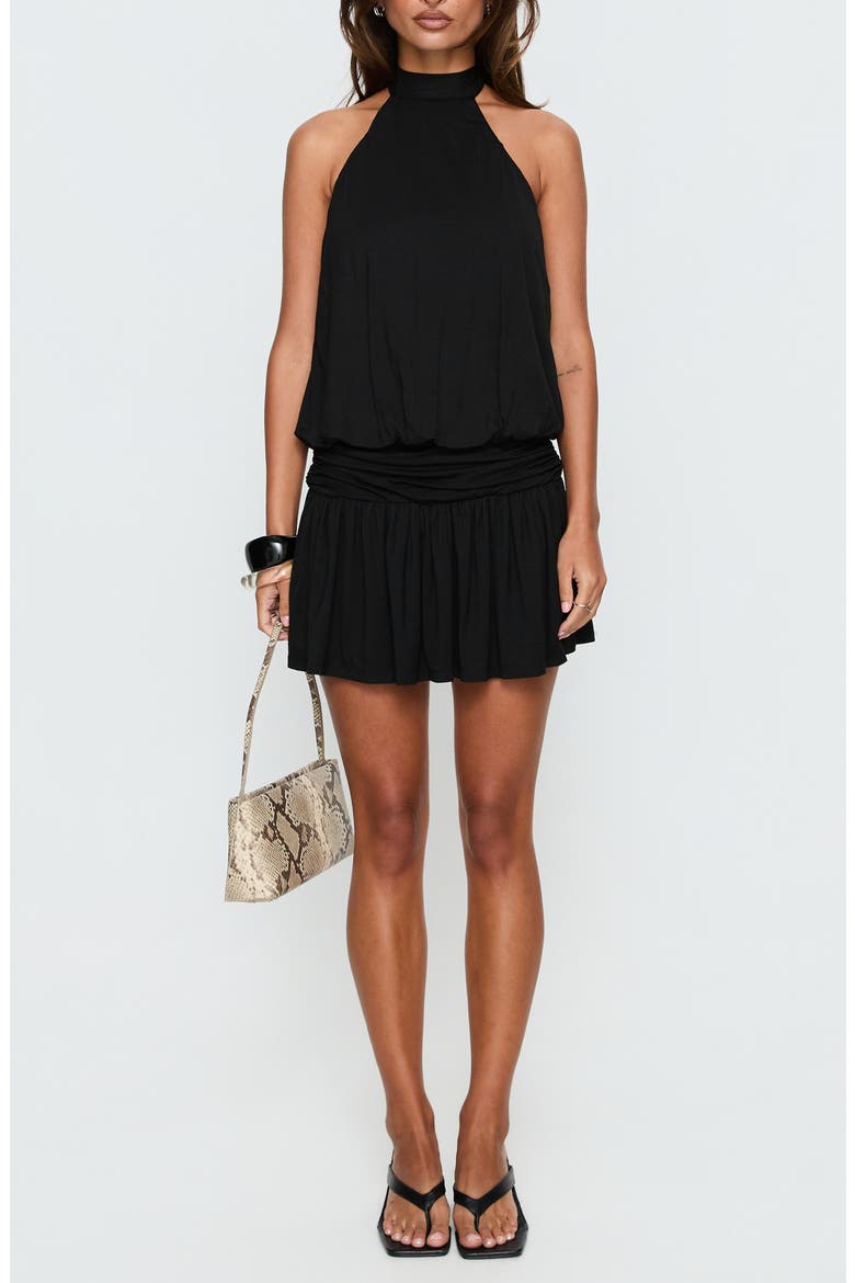 Lealeia Halter Minidress, Main, color, BLACK