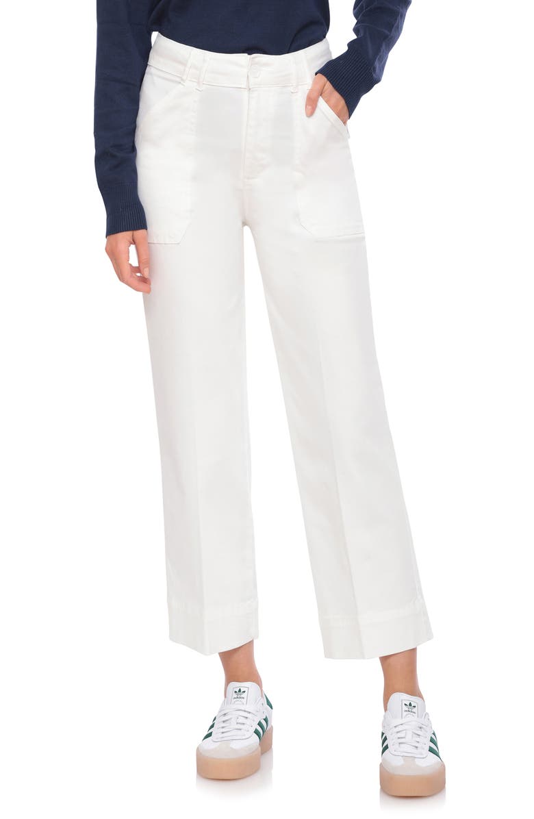 Bagatelle Patch Pocket Stretch Cotton Ankle Wide Leg Pants, Main, color,