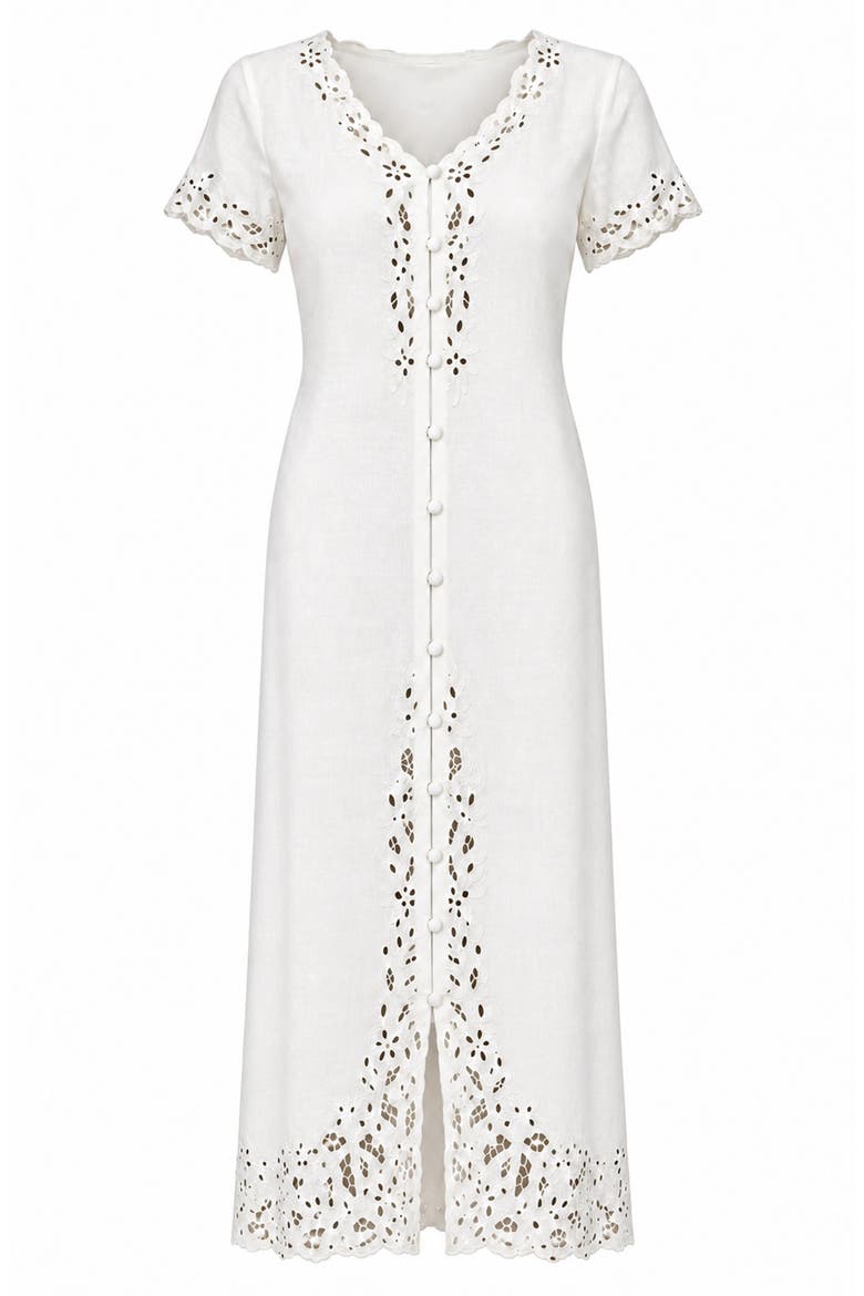 Merona Embroidered Midi Dress, Main, color, Off White
