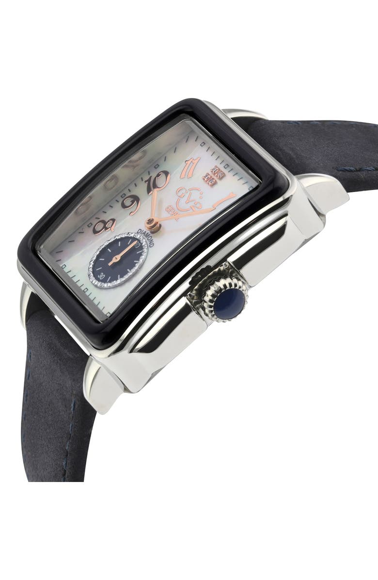 GV2 Women's Bari Enamel with Diamond Dial Leather Strap Watch, 37mm, Alternate, color, 