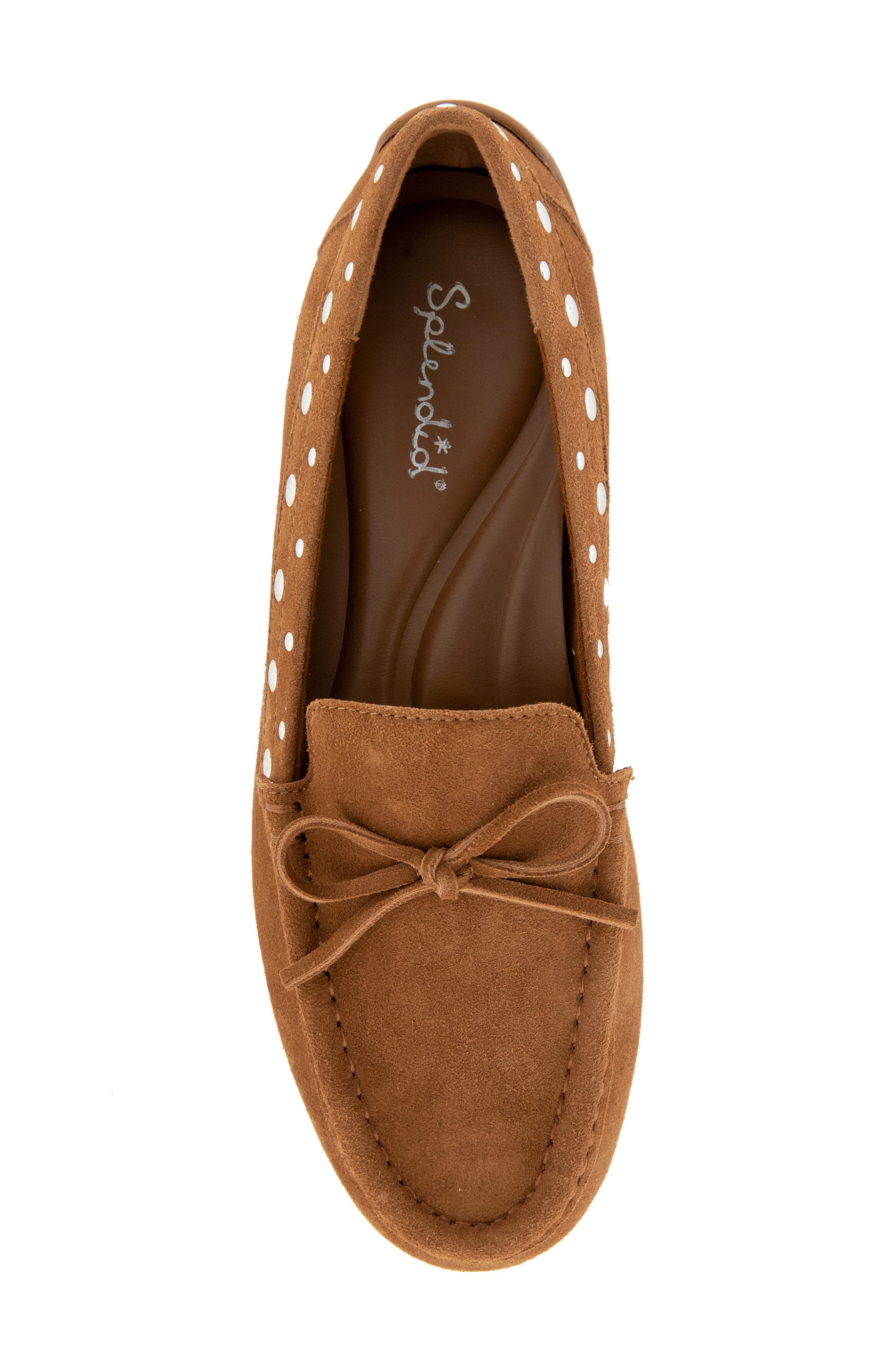Splendid Felipe Studded Suede Loafer, Alternate, color, Caramel