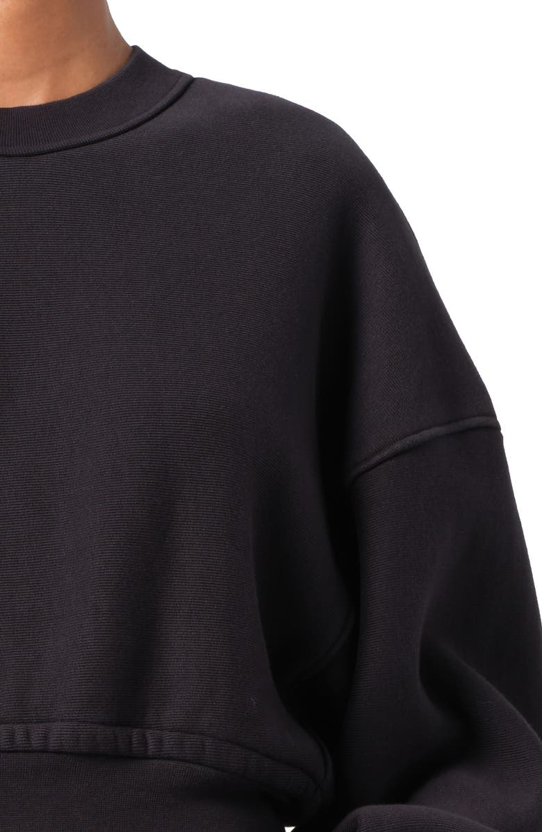 AGOLDE Kit Cotton Fleece Crop Sweatshirt, Alternate, color, Washed Blk (Blk W/ Wsh Seams)