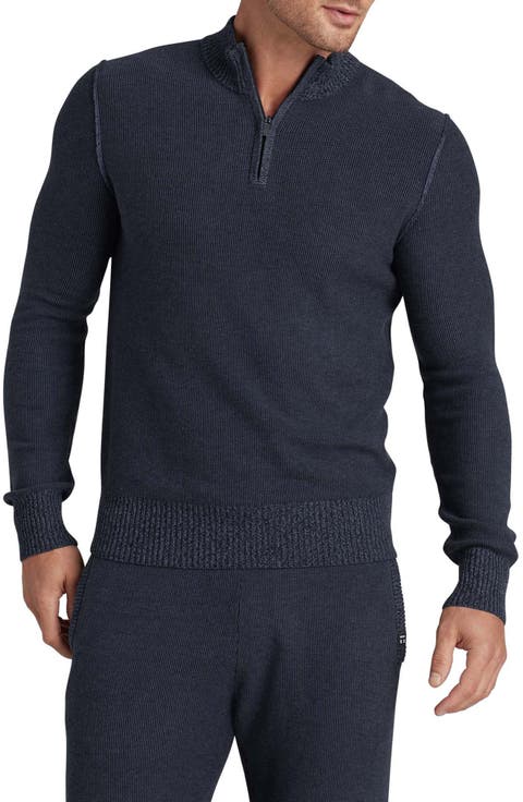 Quarter Zip Cotton Blend Sweater