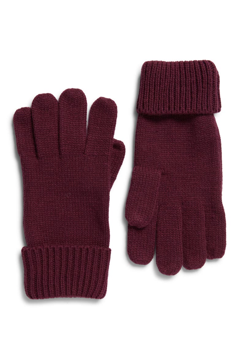 Core Knit Gloves, Main, color, PLUM