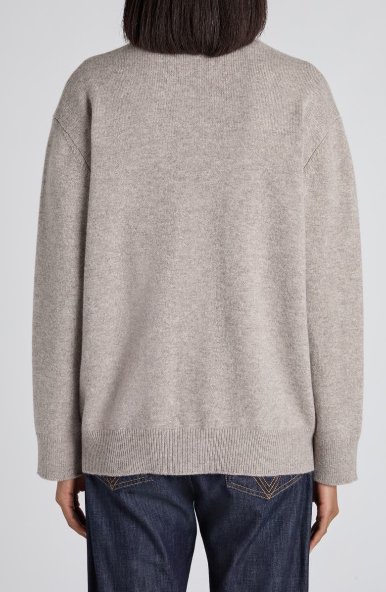 Bottega Veneta Cashmere Blend Cardigan with Intrecciato Suede Hearts, Alternate, color, 1502 Stone Melange