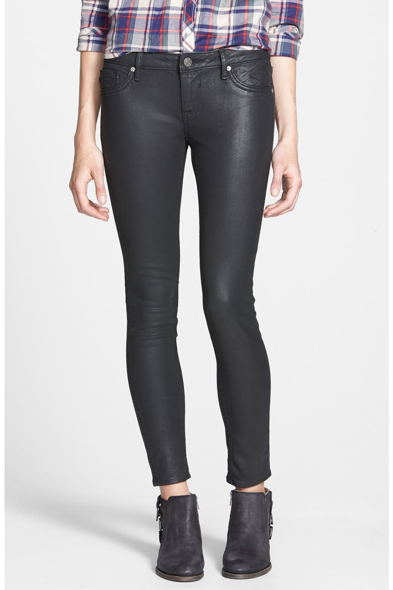 Coated Skinny Jeans, Main, color, BLACK