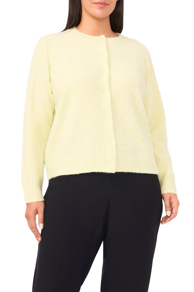 Fuzzy Crewneck Cardigan, Main, color, WHITE JADE
