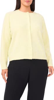 Halogen® Fuzzy Crewneck Cardigan
