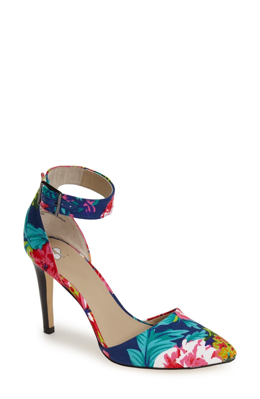 BP. 'Mallory' Floral Print Ankle Strap Pump, Main, color, 
