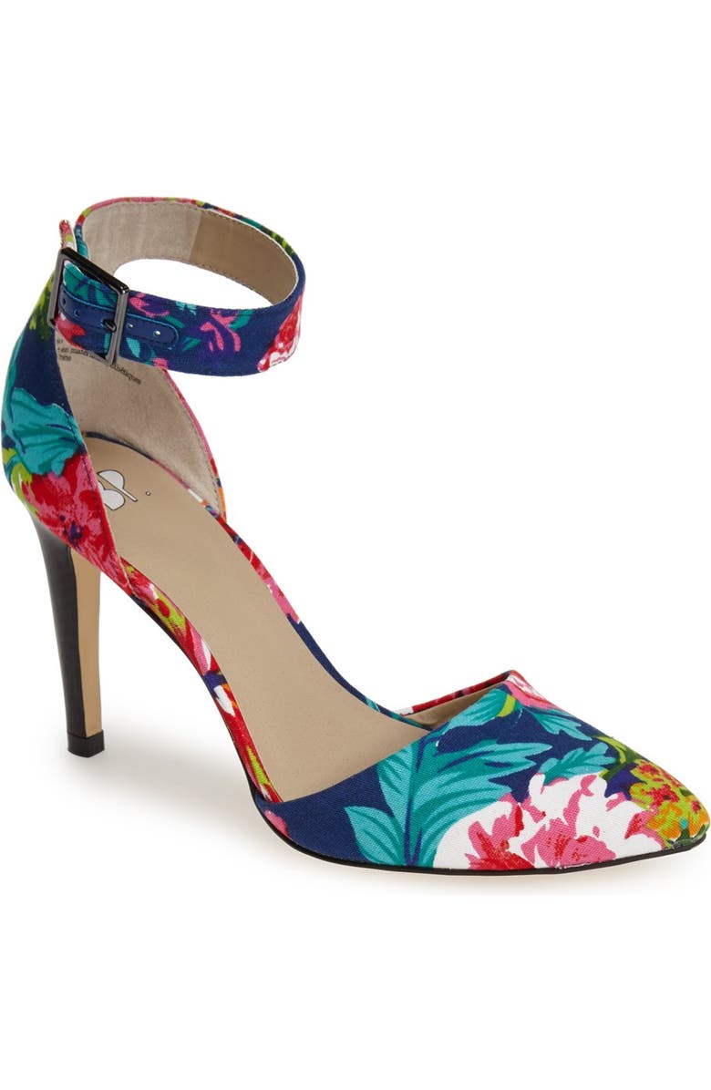 BP. 'Mallory' Floral Print Ankle Strap Pump, Main, color,