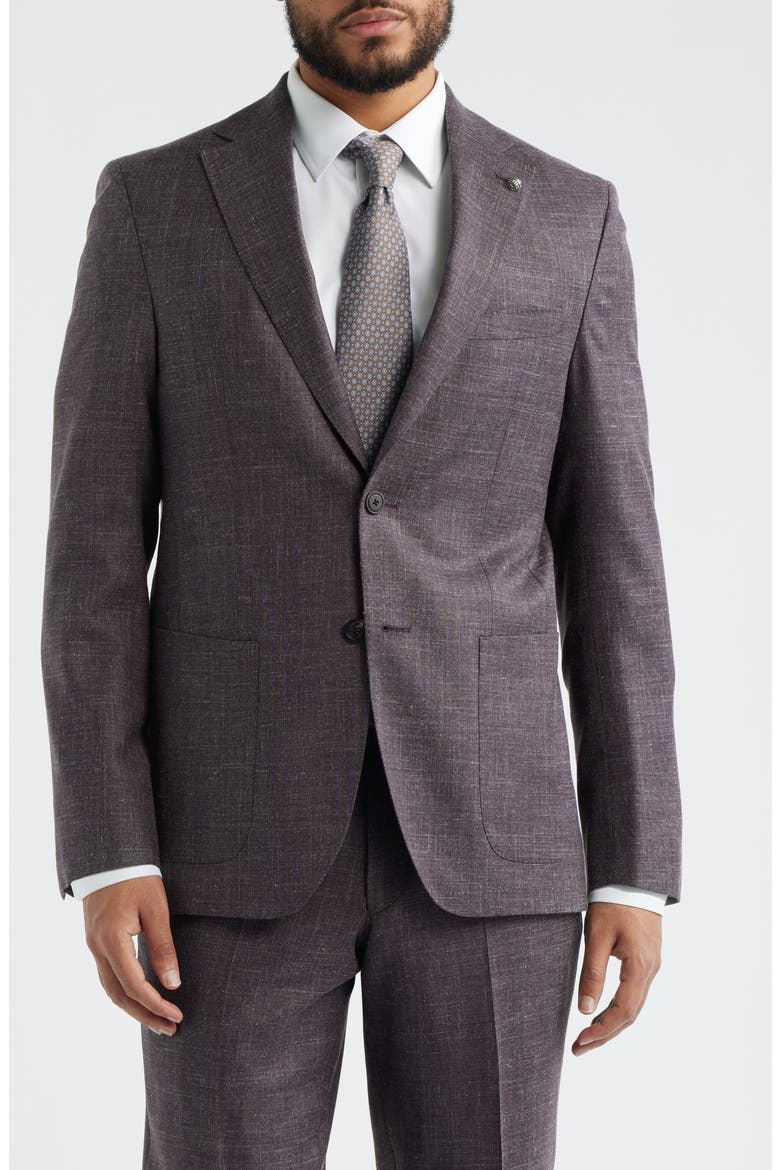 Midland Contemporary Fit Mauve Slub Woll Blend Suit, Alternate, color, MAUVE