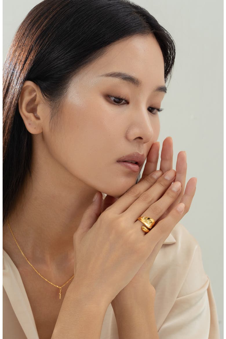 14k Gold Plated Shirley Ring Statement Chic Trendy Statement, Alternate, color, Gold