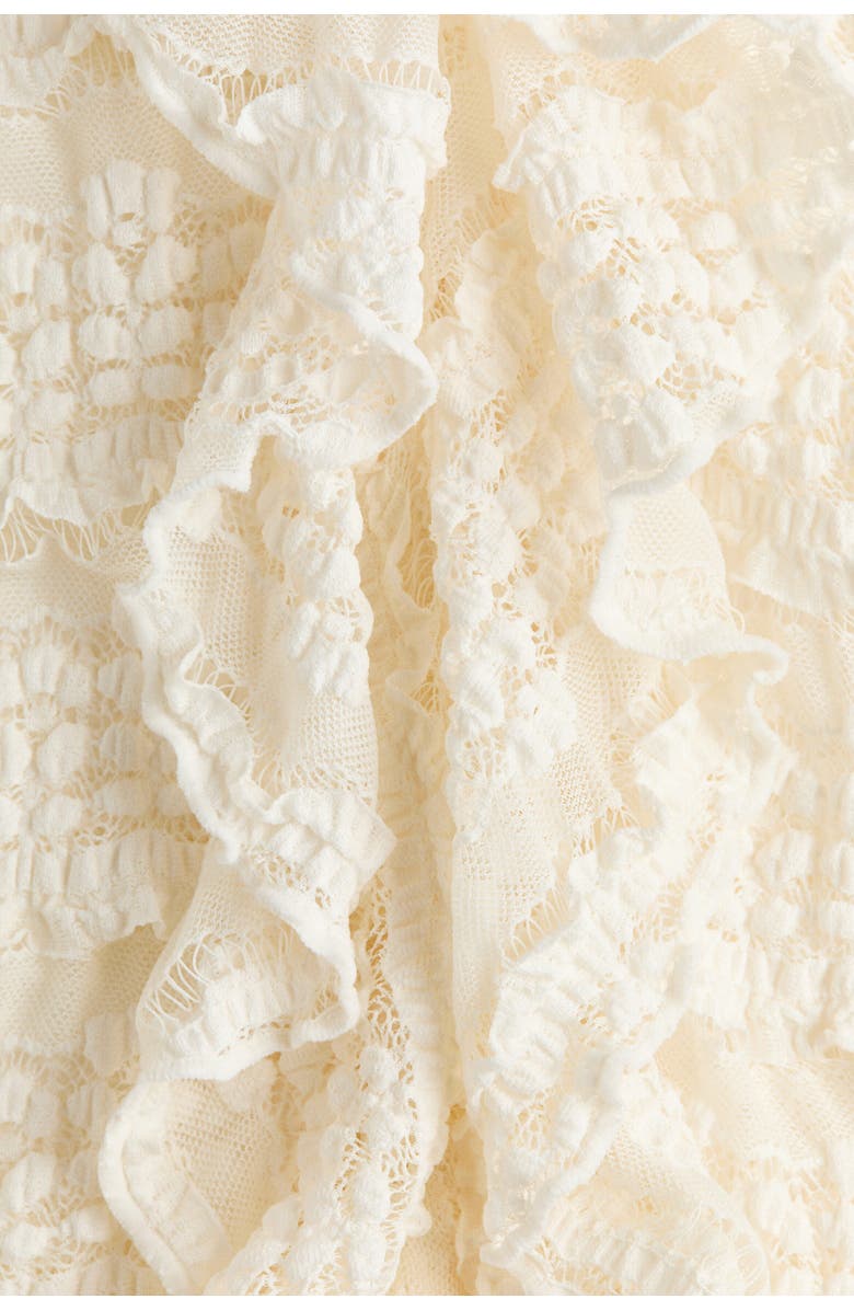 H&M Lace-look jersey blouse, Alternate, color, Cream
