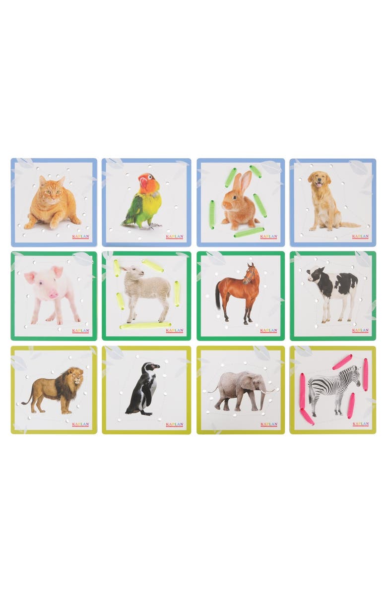Kaplan Early Learning Company Animal Lacing Boards - Set of 12, Main, color, Multicolored