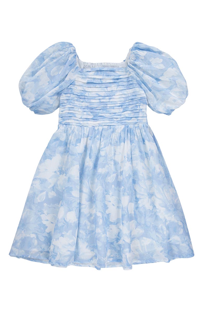 abercrombie kids Kids' Cotton Puff Sleeve Cotton Voile Sundress, Main, color, Windsurfer