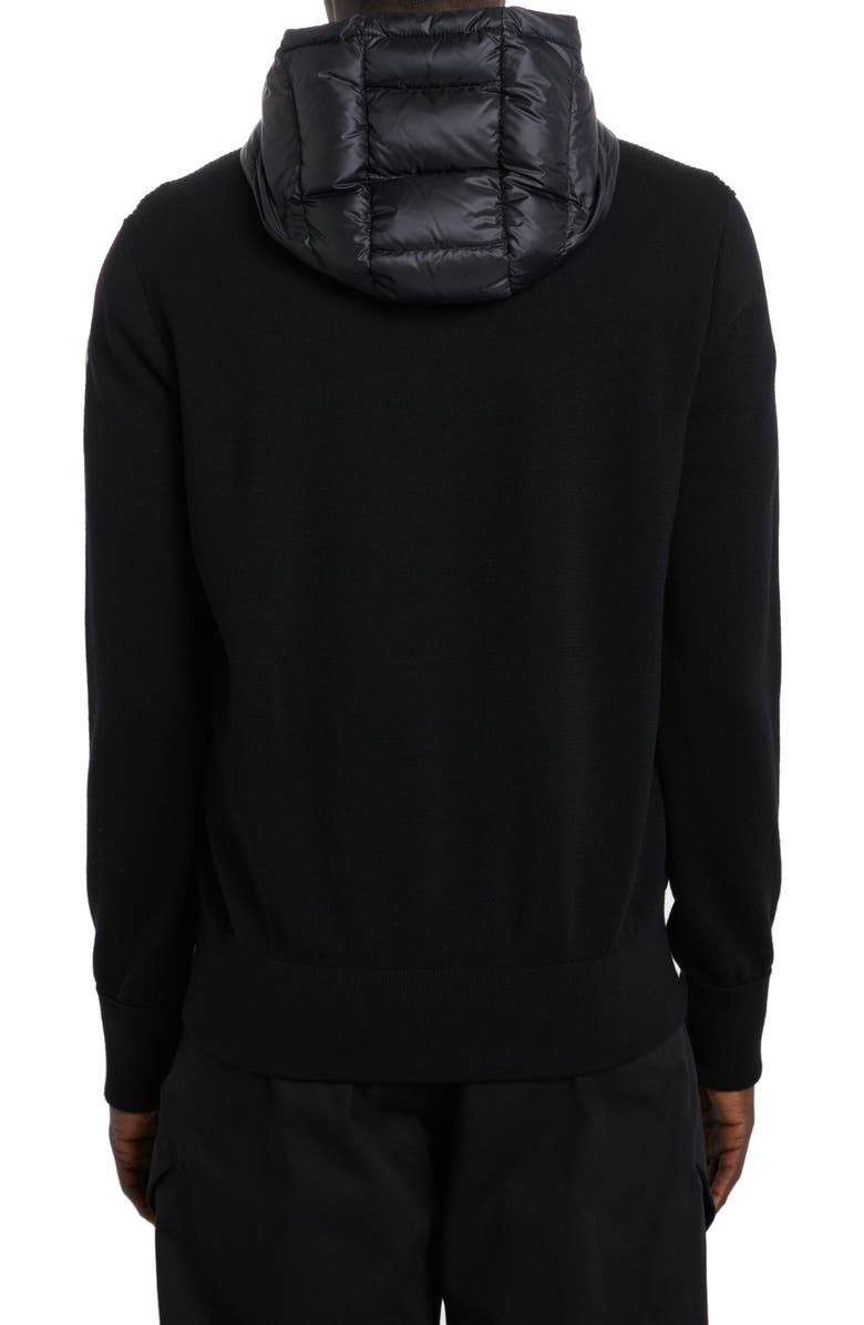 Moncler Quilted Down & Wool Knit Cardigan, Alternate, color,