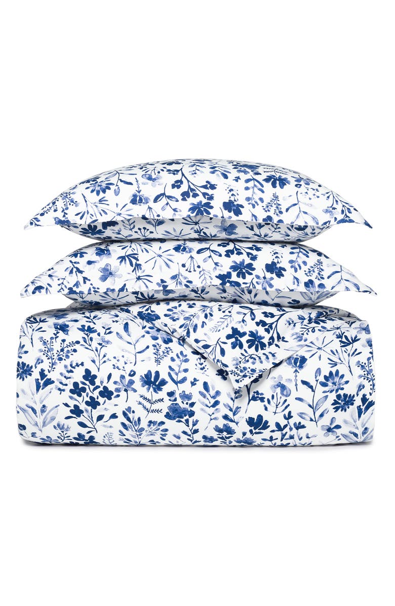Boll & Branch Watercolor Floral Hemmed Duvet Cover, Main, color, 