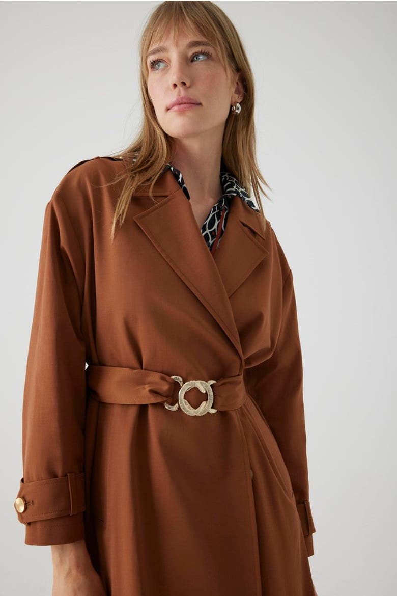 Aisha Belted Trenchcoat, Alternate, color, CAMEL