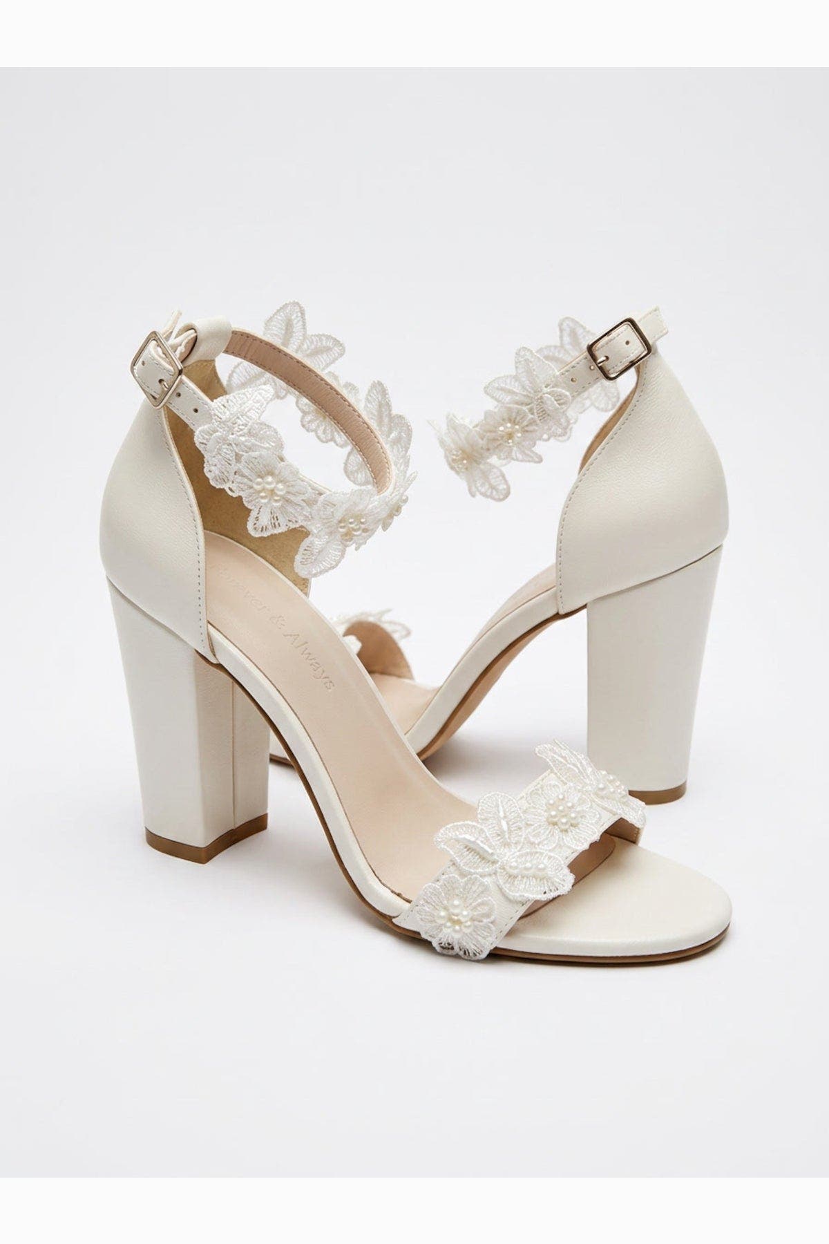 Forever & Always Shoes Florielle Lace Wedding Heels, Alternate, color, Ivory