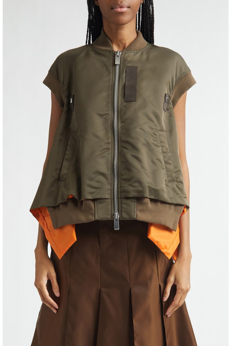 Sacai Nylon Twill Zip Vest (Women) | Nordstrom
