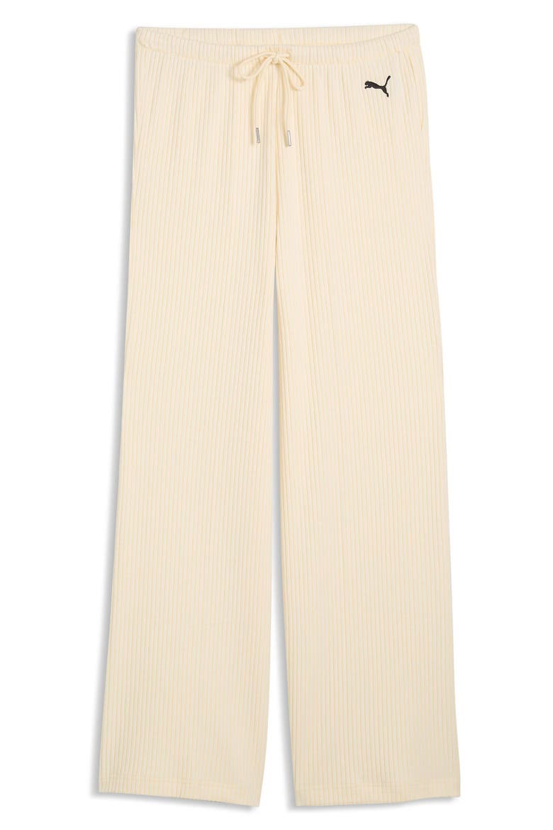 ESS Ribbed Wide Leg Pants, Main, color, BUTTERCREAM HEATHER