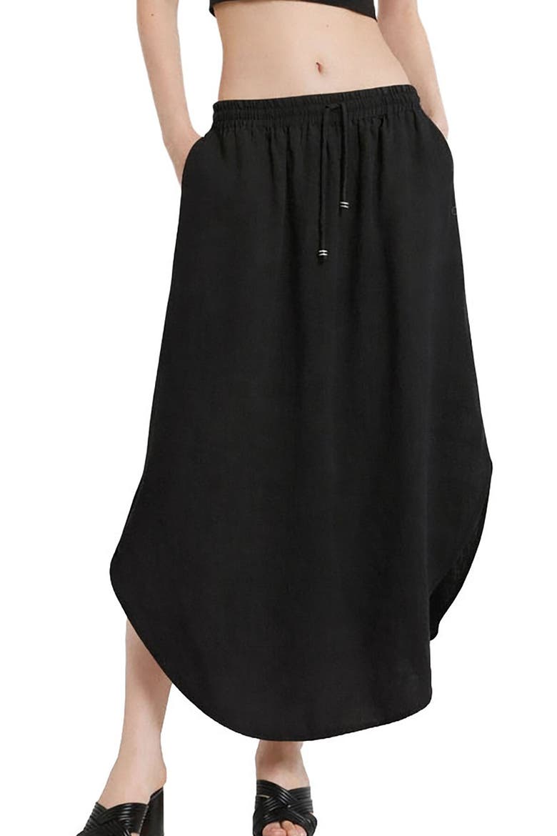 Linen Long Skirt, Main, color, Black